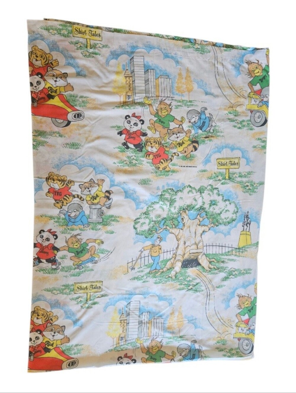 Vintage 80's Shirt Tales Twin Muslin Flat Sheet Hallmark Dan River Fabric